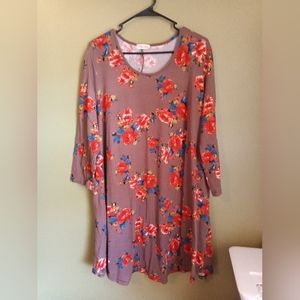 Southern Stitch Women's Brown Floral Long Sleeve Dress Size XXXL